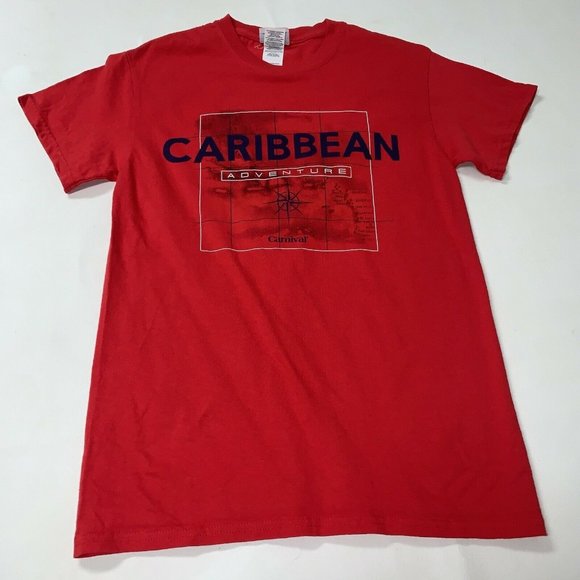 Carnival Cruise Caribbean Adventure Mens Graphic T-Shirt Size Small Red Tee - Picture 2 of 5